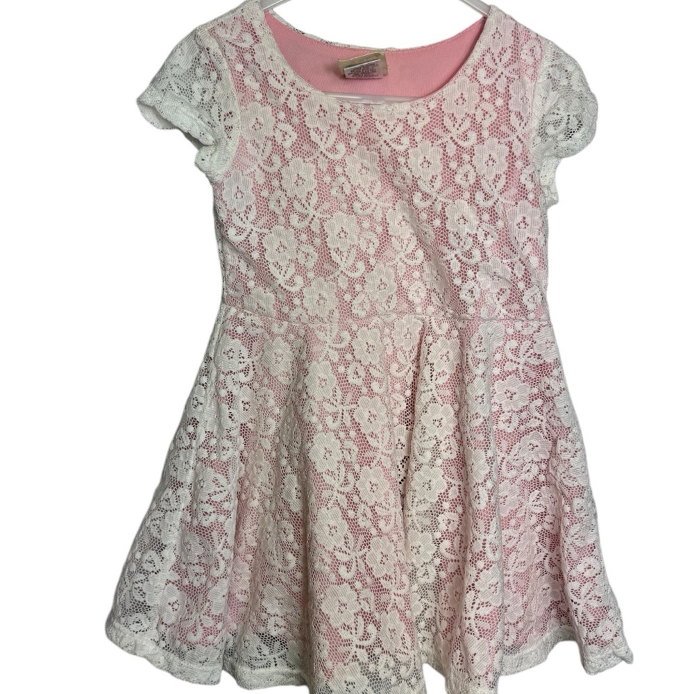 Pink and White Lace Kids Dress